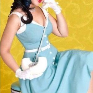 Tatyana Sea Breeze Blue Dress Knee length retro